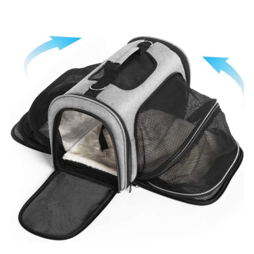 Pet Travel Carrier, Soft-Sided Expandable, Two Side Expansion Airline Approved